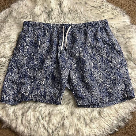 Crown & Ivy Blue Leaf Swim Trunks - Picture 1 of 5